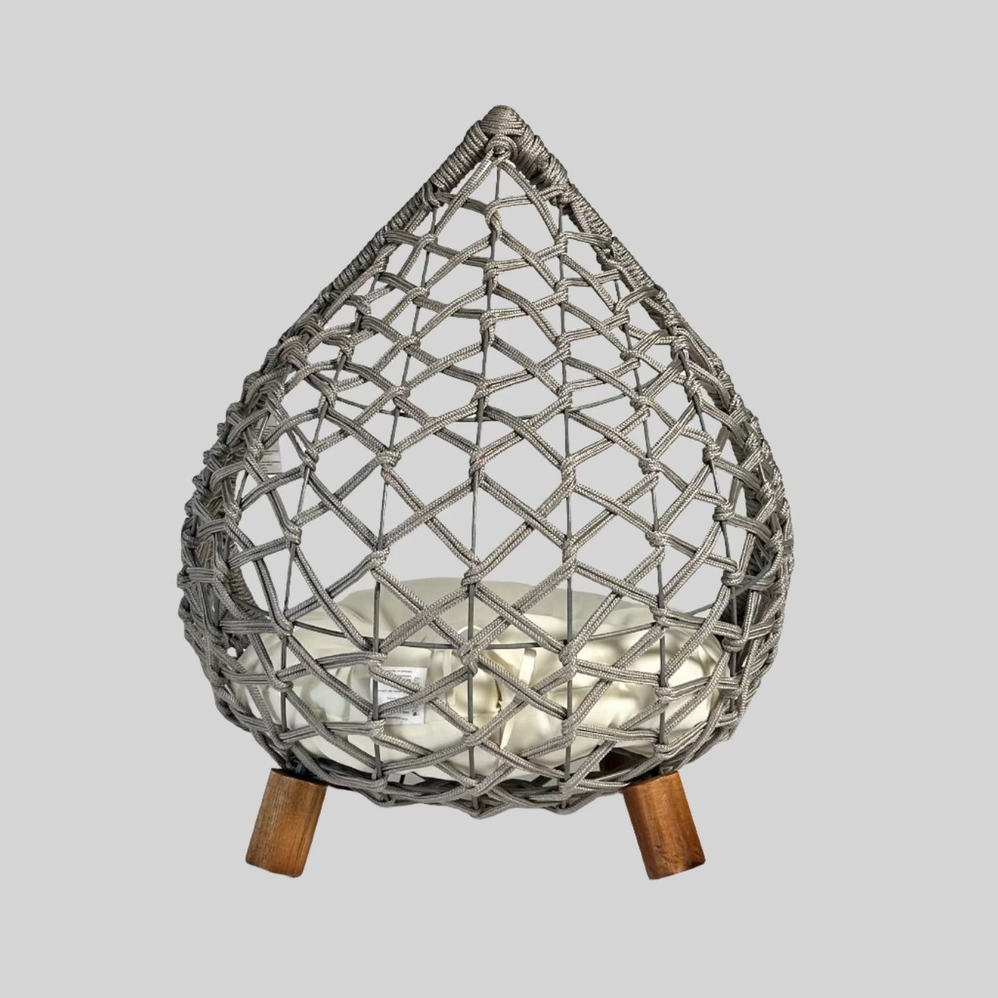 Grey Teardrop Rope Hut Wood Leg