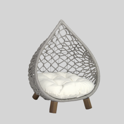 Grey Teardrop Rope Hut Wood Leg