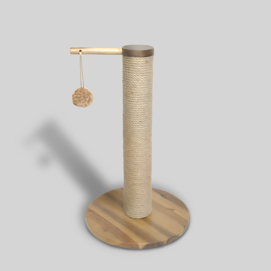 Natural Round Jute Scratcher With Pom Pom