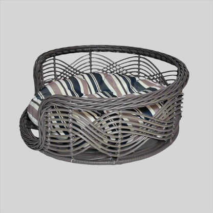 Brown Round Wicker Bed