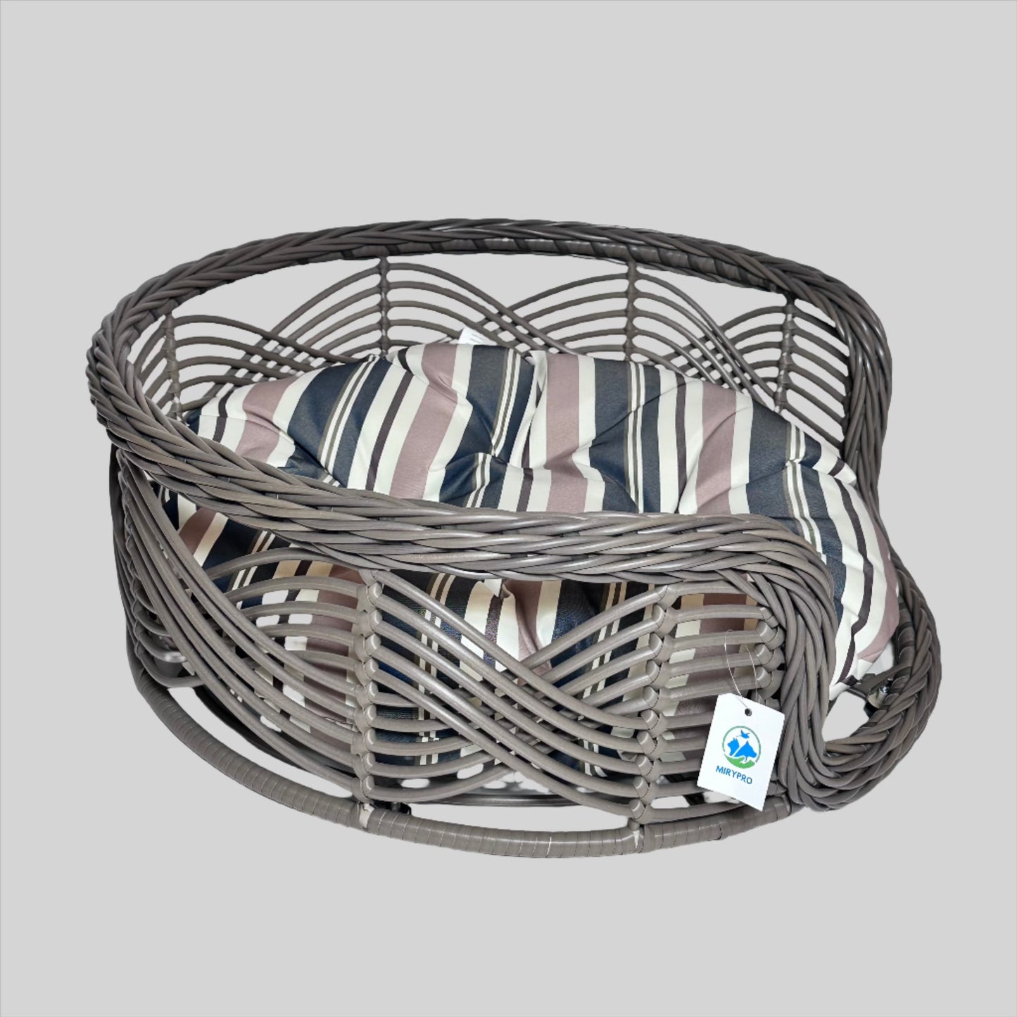 Brown Round Wicker Bed