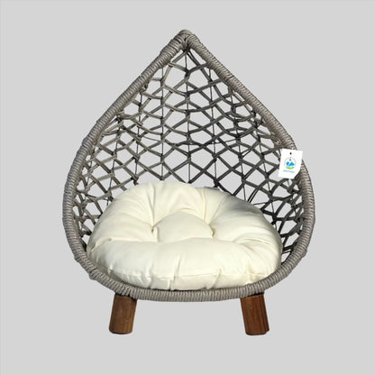 Grey Teardrop Rope Hut Wood Leg