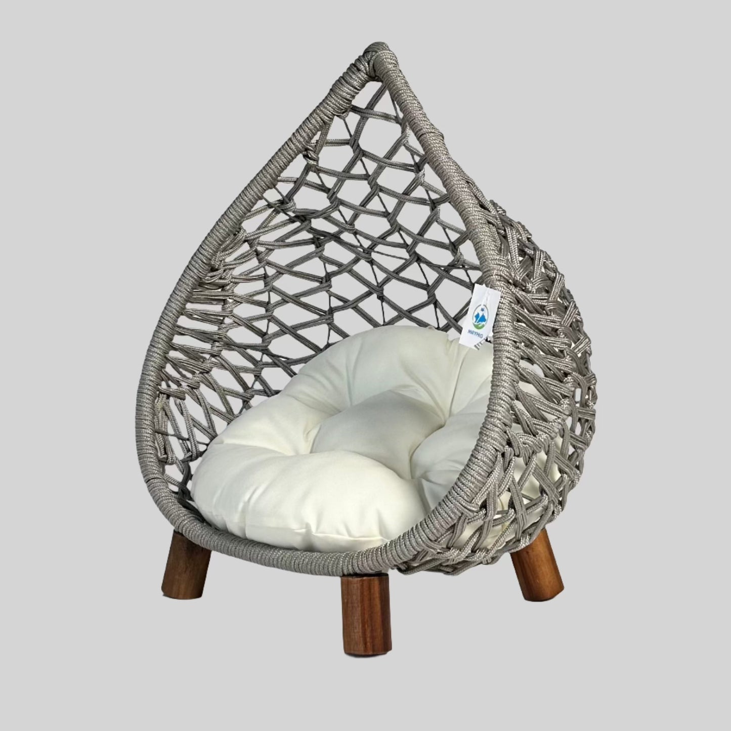 Grey Teardrop Rope Hut Wood Leg