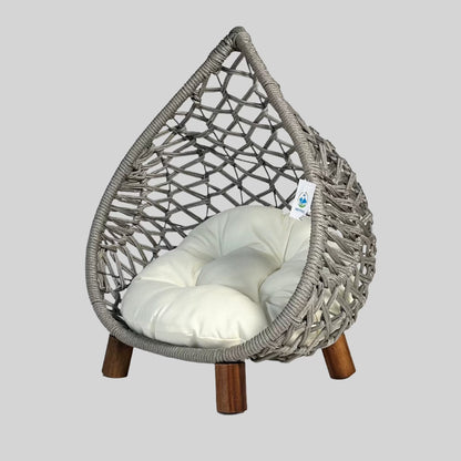 Grey Teardrop Rope Hut Wood Leg