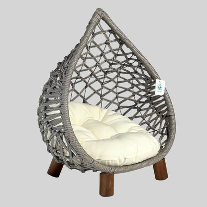 Grey Teardrop Rope Hut Wood Leg