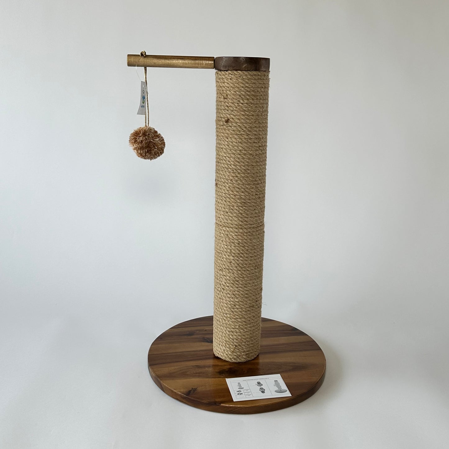 Natural Round Jute Scratcher With Pom Pom