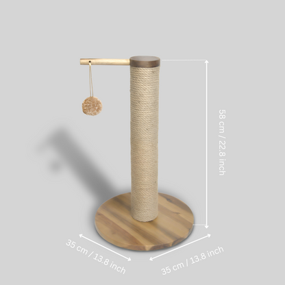 Natural Round Jute Scratcher With Pom Pom